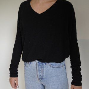 Brandy Melville Oversized Black V-Neck Sweater